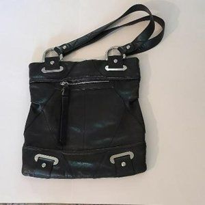 B Makowsky Black Leather Shoulder Bag